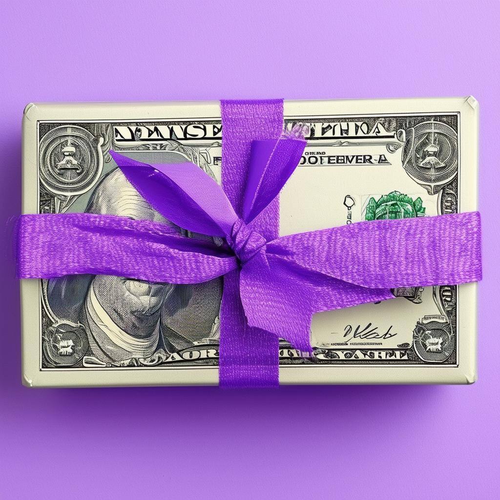 money gift in purple