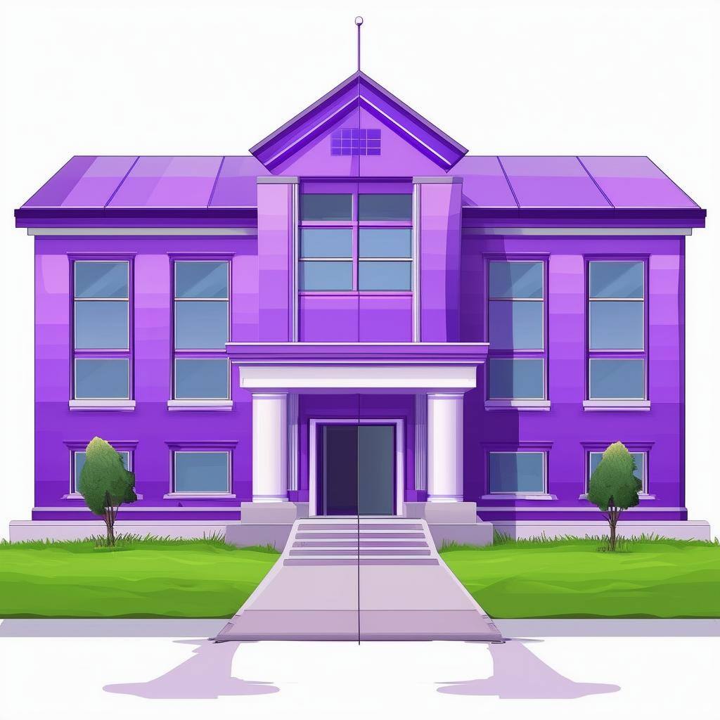school building clipart in purple